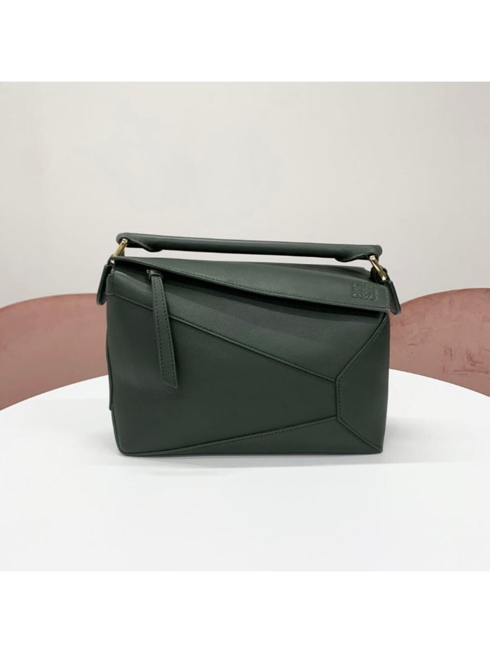 Loewe Puzzle Bag Small Anagram Leather Handbag Green
